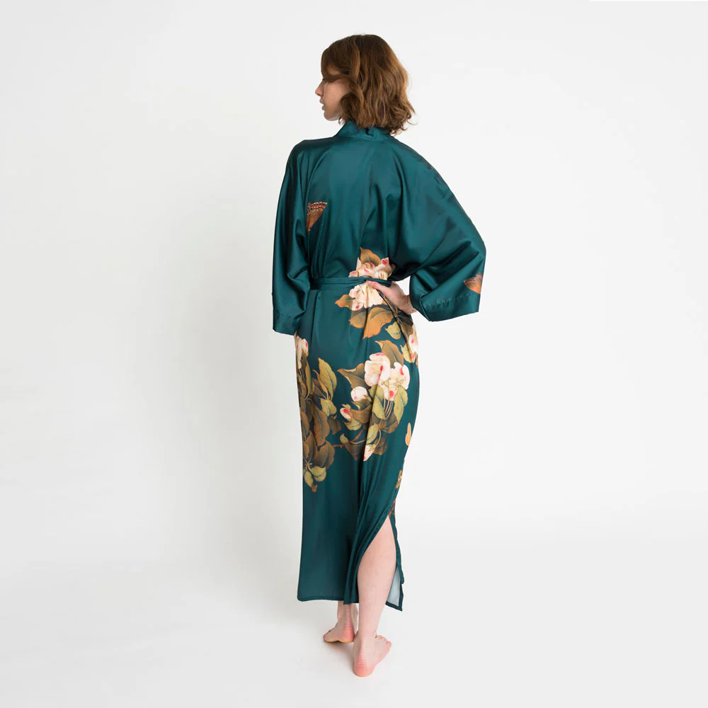 Peony & Butterfly Long Kimono Robe | KIM+ONO