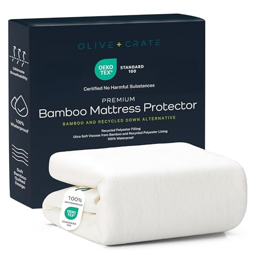 Olive + Crate 100% Viscose Bamboo Mattress Protector - Eco-Concious Cooling Mattress Cover - Waterproof Hypoallergenic Protection - Breathable Twin XL Shield Against Dust & Spills | Amazon (US)