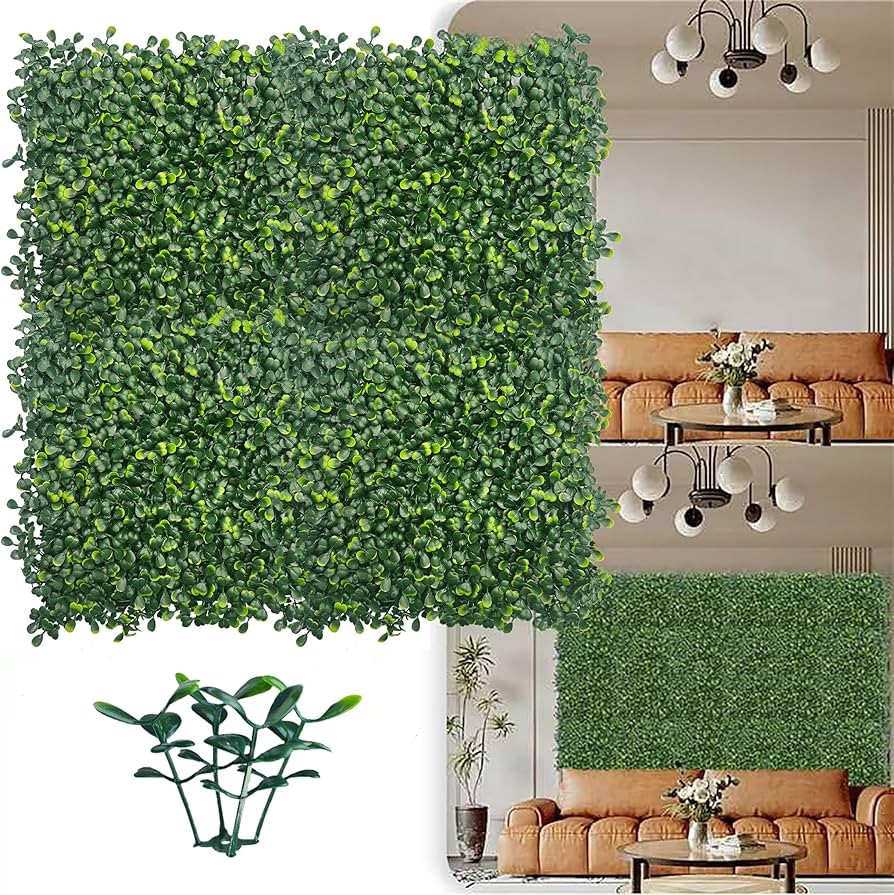 Artificial Grass Wall Panel Backdrop,10 X 10 in 8P(5.6 sqft) UV-Anti Greenery Boxwood Panels for ... | Amazon (US)