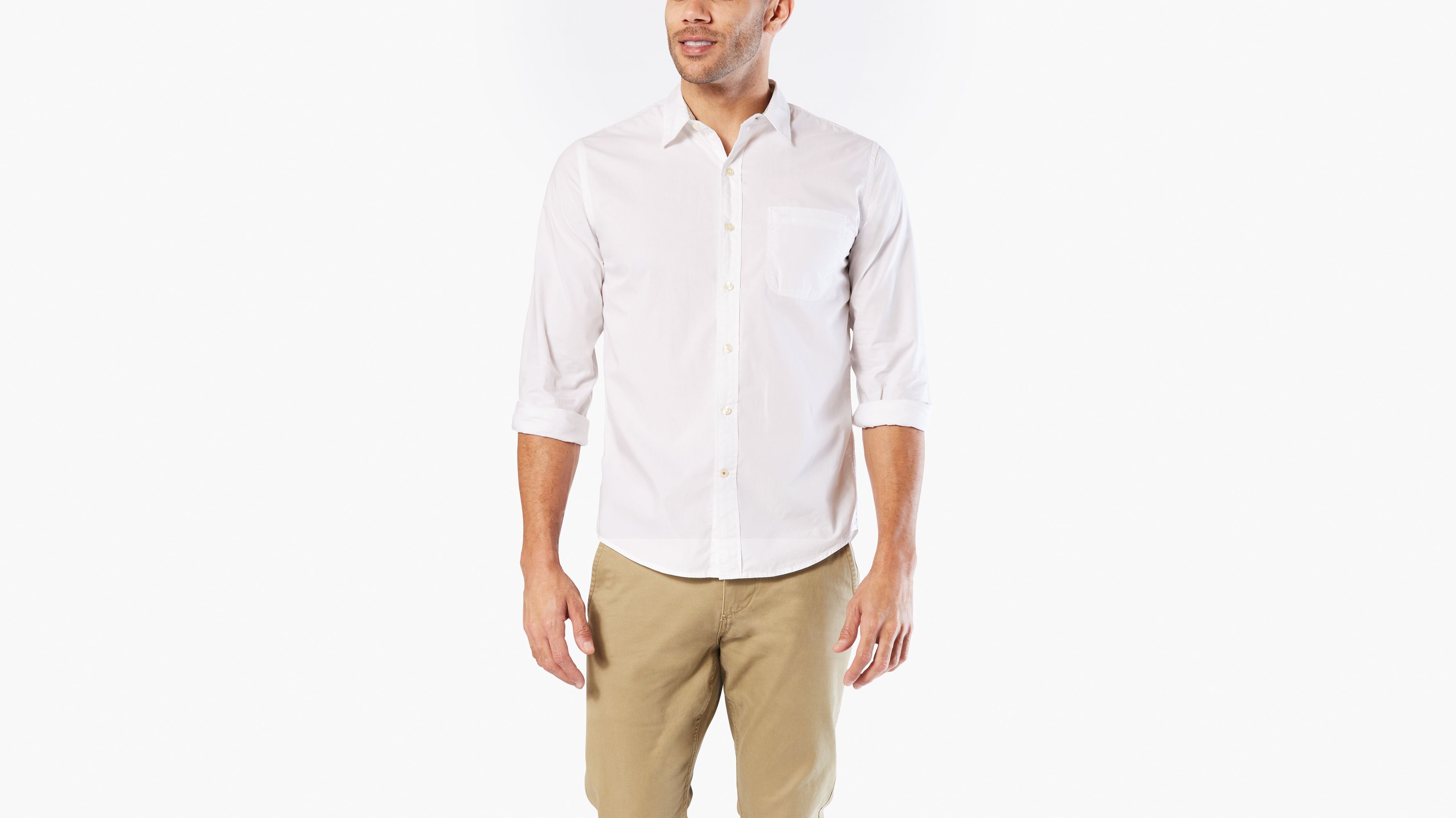 Laundered Poplin Button-Up Shirt, Slim Fit | Dockers