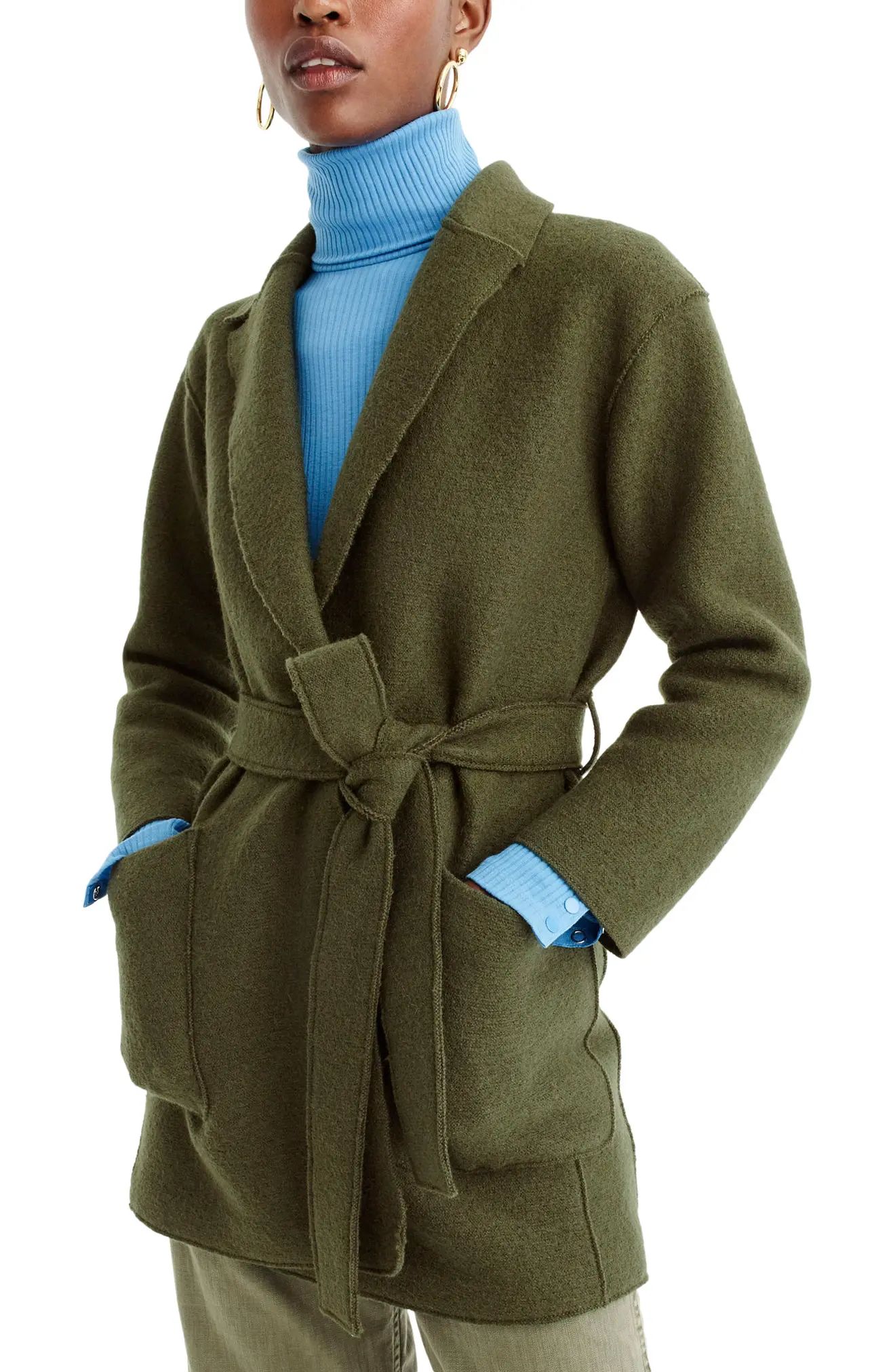 J.Crew Sabrina Boiled Wool Wrap Coat | Nordstrom