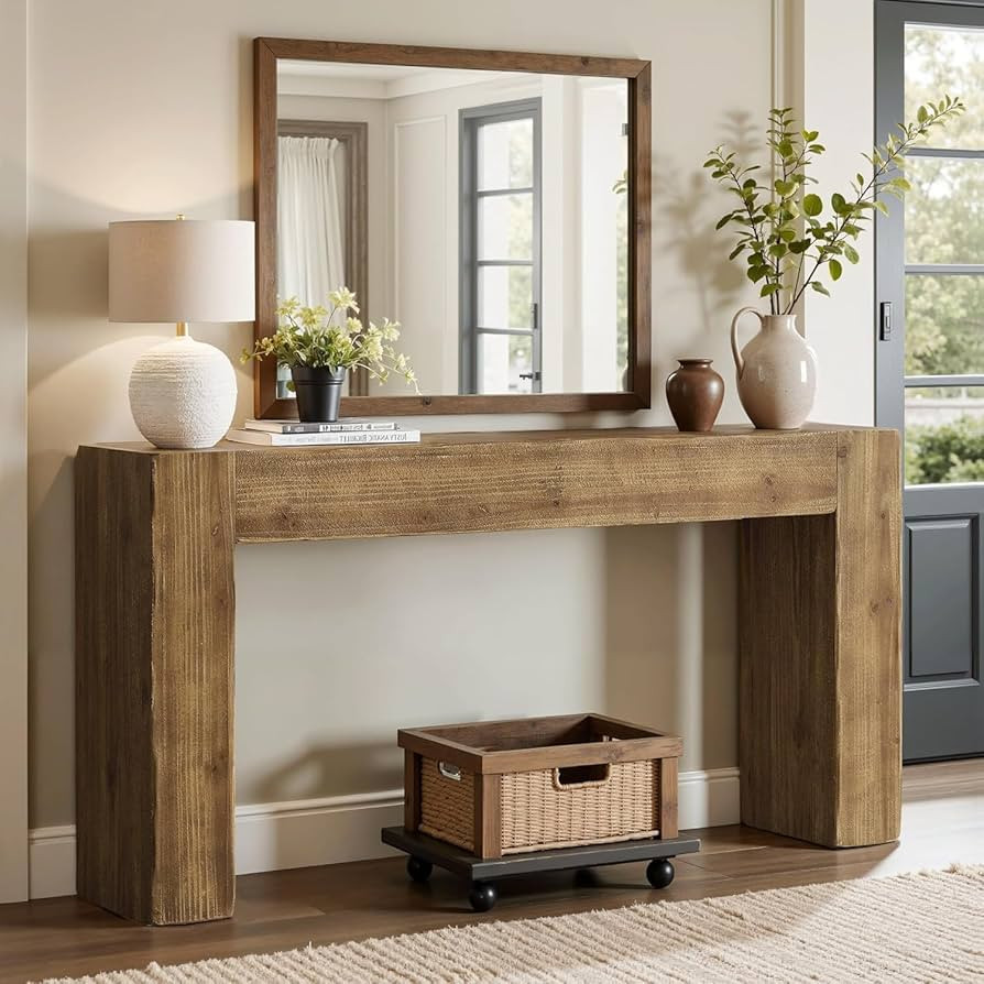 Tribesigns 63-Inch Solid Wood Console Sofa Table, Farmhouse Long Entryway Table Behind Couch for ... | Amazon (US)