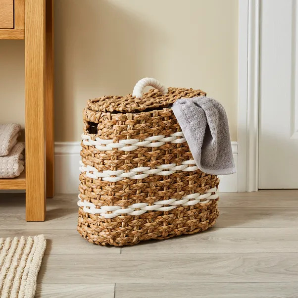 Rope Stripe Storage Basket with Lid | Dunelm