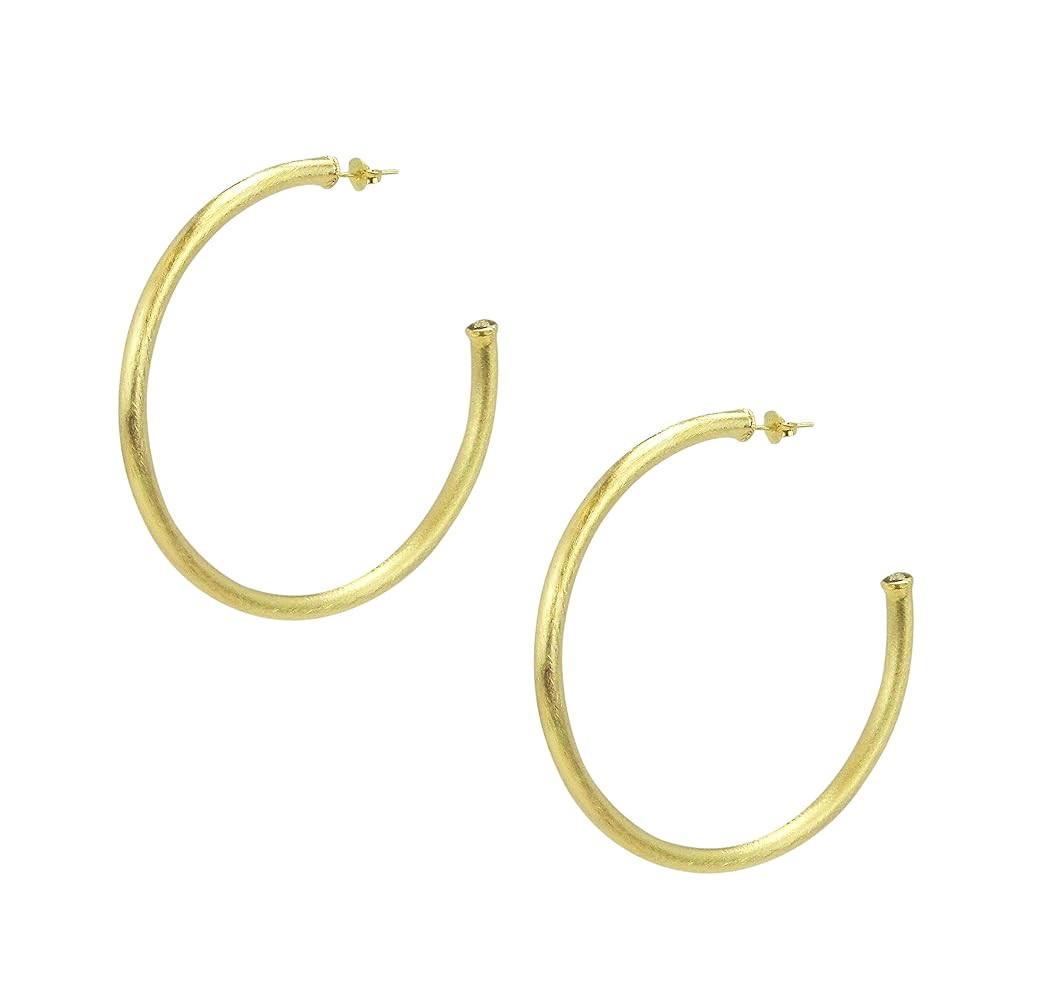 Everybody's Favorite Large 2.5 Inch Tubular Lightweight Statement Hoop Earrings in Brush Gold Pla... | Amazon (US)