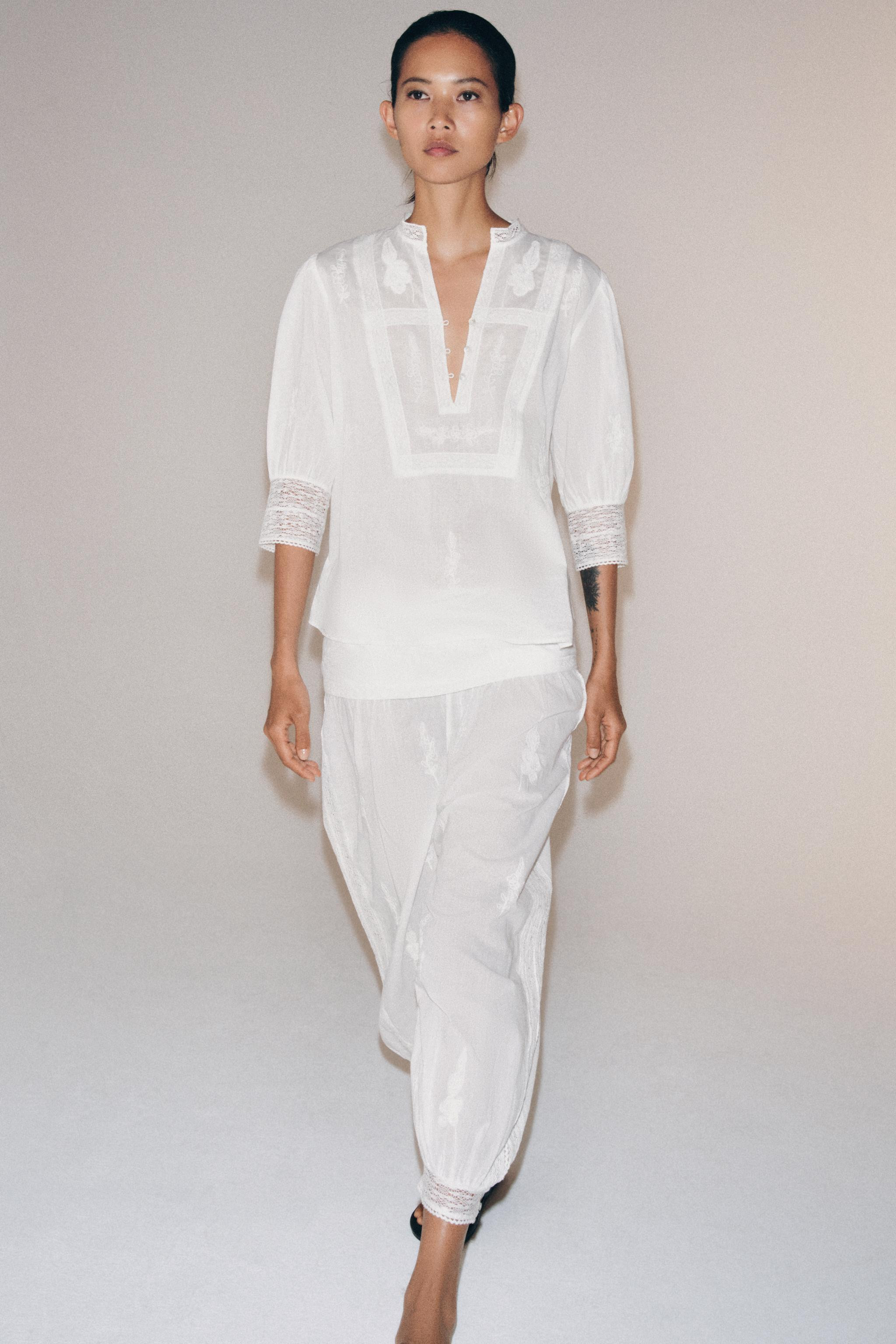 ZW COLLECTION EMBROIDERED SAROUEL TROUSERS | Zara US