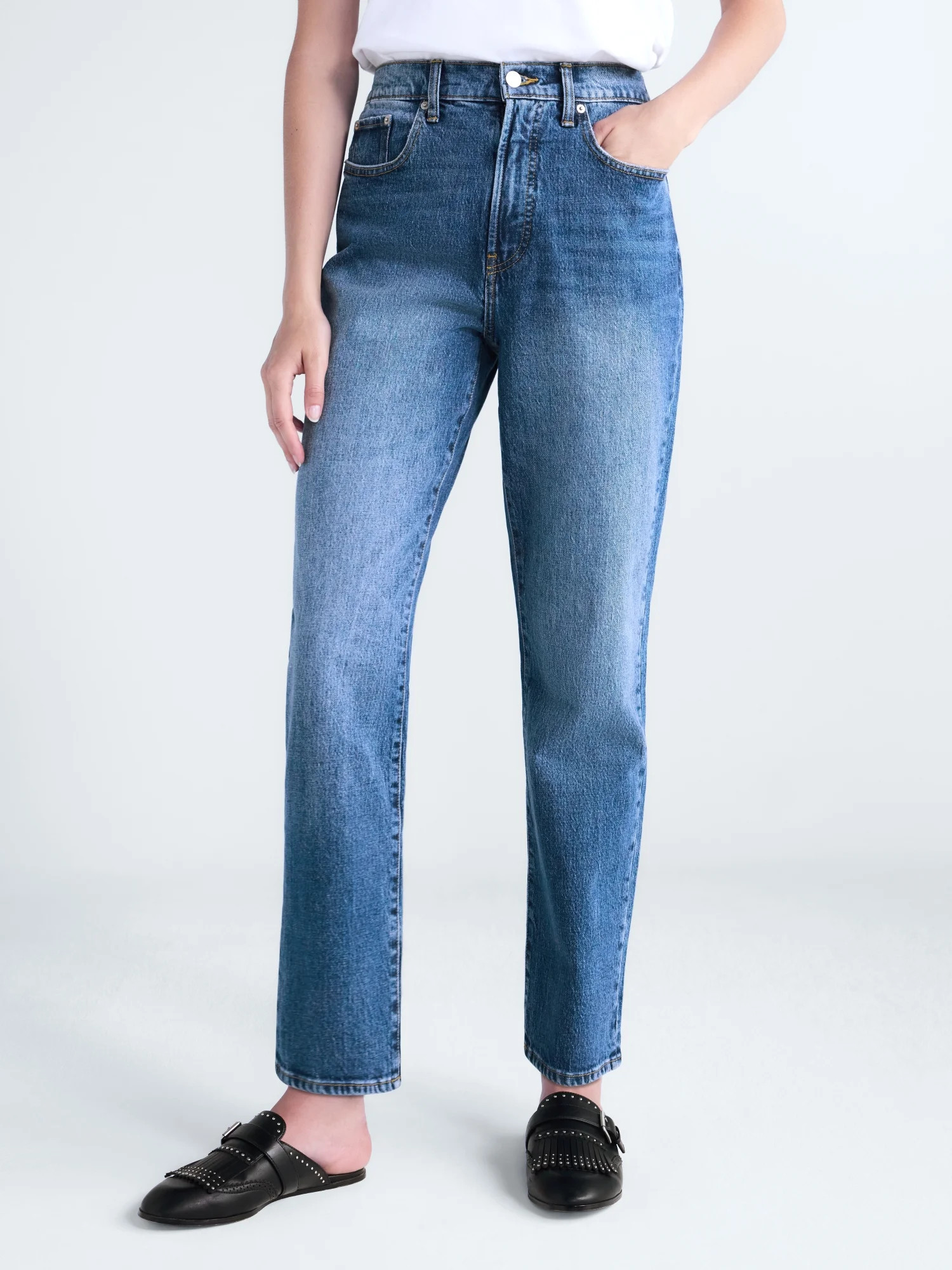 Free Assembly Women's High Rise Straight Leg Jeans, 30" Inseam, Sizes 0-20 | Walmart (US)