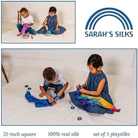 Sarah's Silks - Set of 5 Enchanted Mini Playsilks, 100% Silk 21" Square Scarf for Dance, Movement... | Amazon (US)