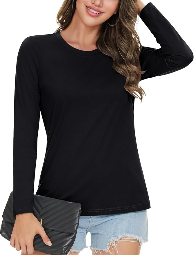 MAGCOMSEN Women's Cotton Long-Sleeve Crew-Neck T-Shirt Classic-Fit Shirt Soft Breathable Casual T... | Amazon (US)