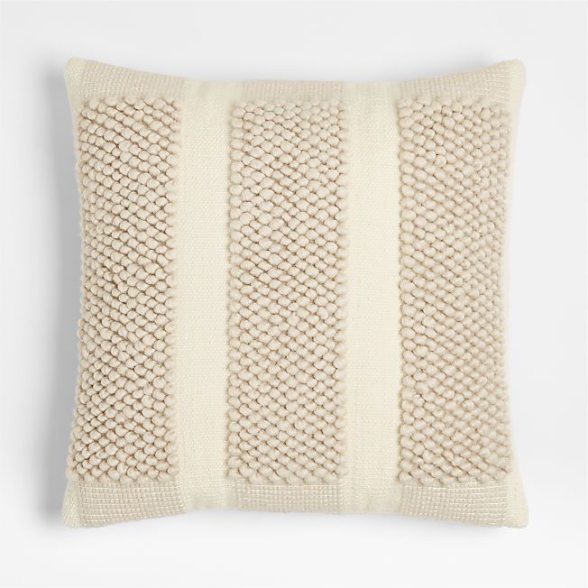 Bubble Handwoven Wool 23"x23" Striped Ivory Throw Pillow with Feather Insert + Reviews | Crate & ... | Crate & Barrel