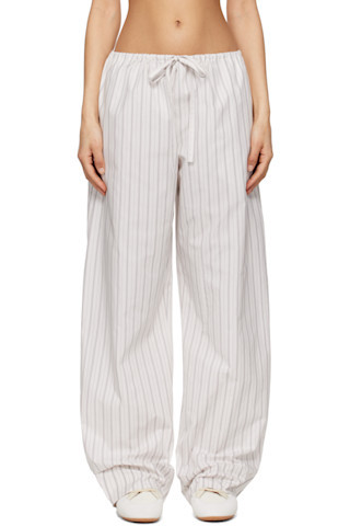The Row - White & Gray Hypnosta Trousers | SSENSE