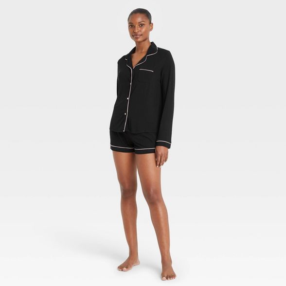 Women's Beautifully Soft Long Sleeve Notch Collar Top and Shorts Pajama Set - Stars Above™ | Target