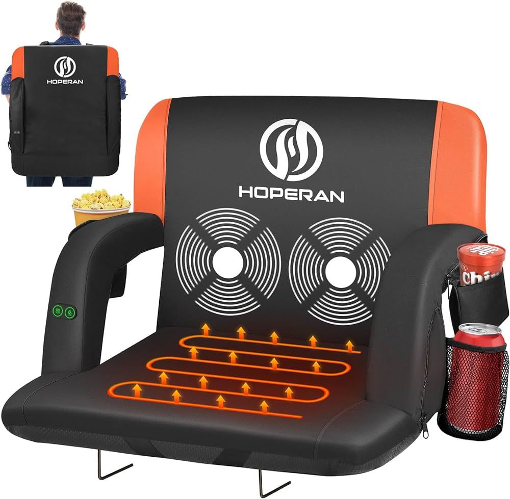 Heated Massage Stadium Seats for Bleachers with Back Support, 3 Levels Heating Massage Stadium Se... | Amazon (US)