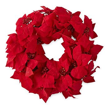 North Pole Trading Co. 24" Red Poinsettia Christmas Wreath | JCPenney