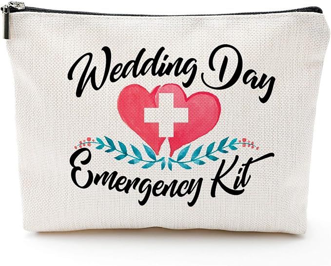 Wedding Day Emergency Kit Makeup Bag, Bridal Shower Gift, Wedding Survival Kit, Cosmetic Bag,Brid... | Amazon (US)