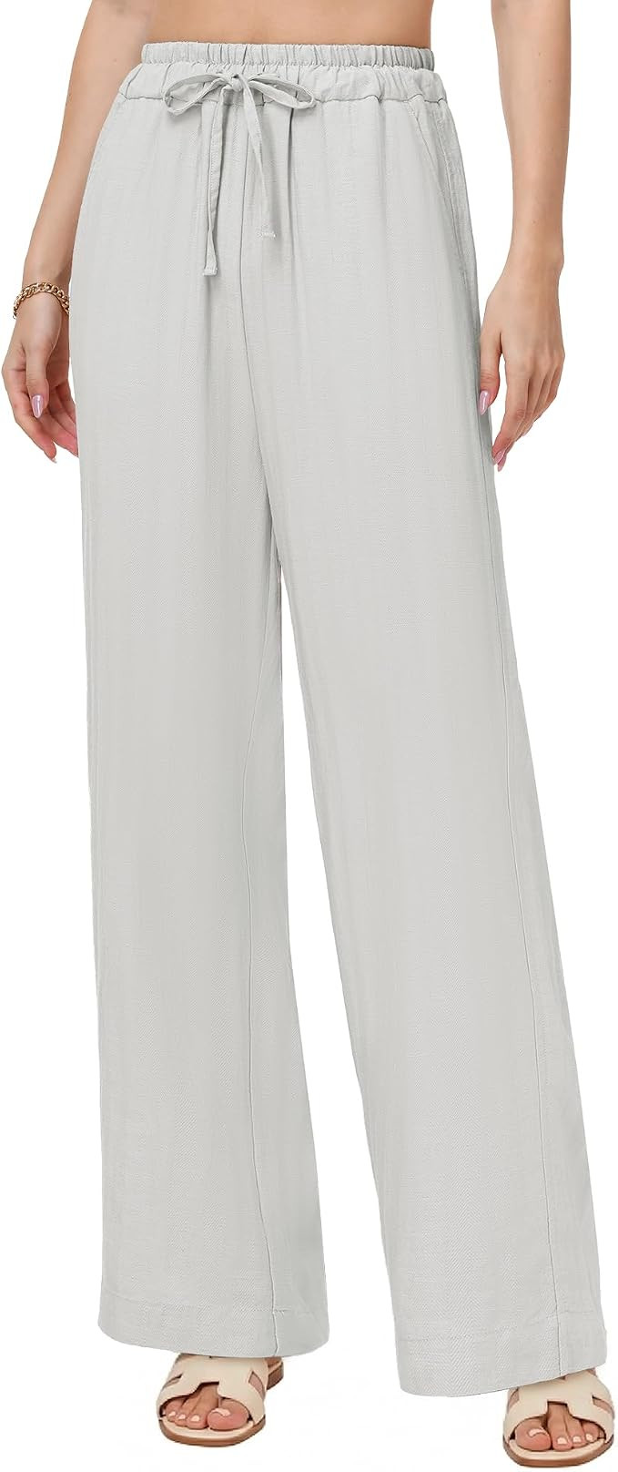 Tall Women's Wide Leg Pants,32"/34"/36" Inseam,Lightweight Linen Blend Casual Pants | Amazon (US)