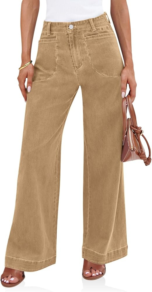 Cicy Bell Womens Wide Leg Jeans High Waisted Stretchy Baggy Loose Denim Casual Pants with Pockets | Amazon (US)