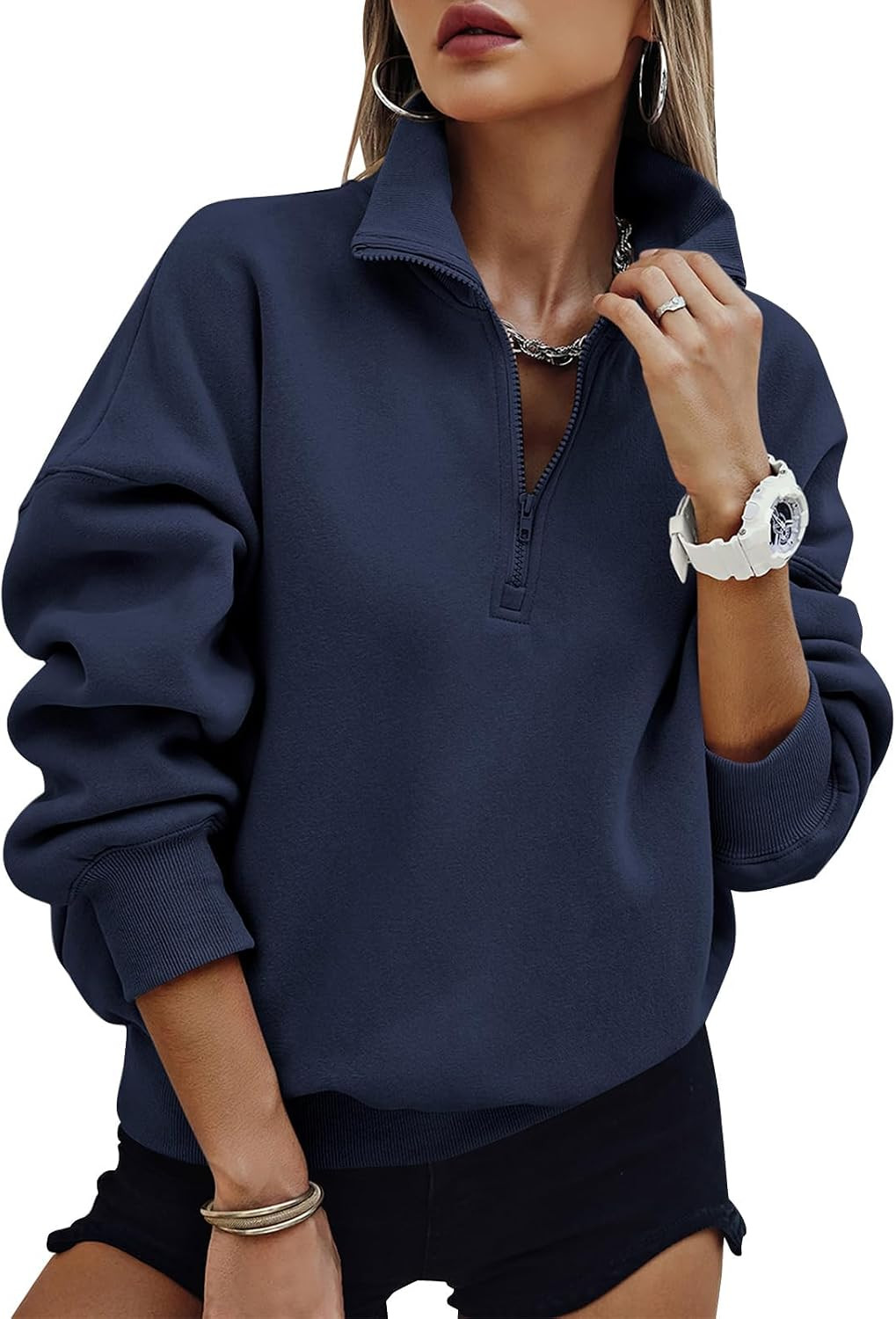 PRETTYGARDEN Womens Half Zip Oversized Sweatshirts Fleece Hoodies Trendy | Amazon (US)