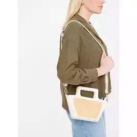 Buy White Faux Leather Contrast Straw Handbag One Size | Bags | Tu | Tu Clothing