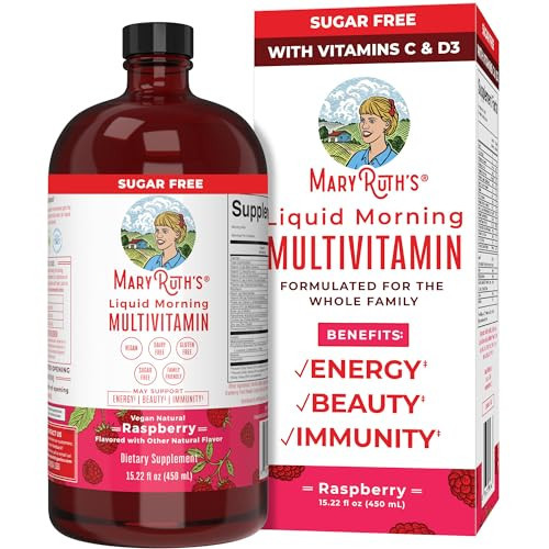 MaryRuth Organics Multivitamin for Women Men & Kids | Vegan, Sugar Free | Womens Multivitamin & Multimineral | Beauty & Energy Women's Multivitamin| Non-GMO | 15.22 Fl Oz | Amazon (US)