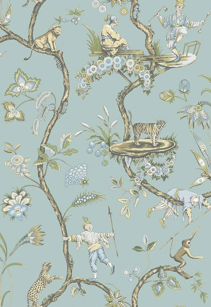 Scalamandre SCS3846 Robin Egg Chinoise Exotique Self Adhesive Wallpaper, Blue | Amazon (US)