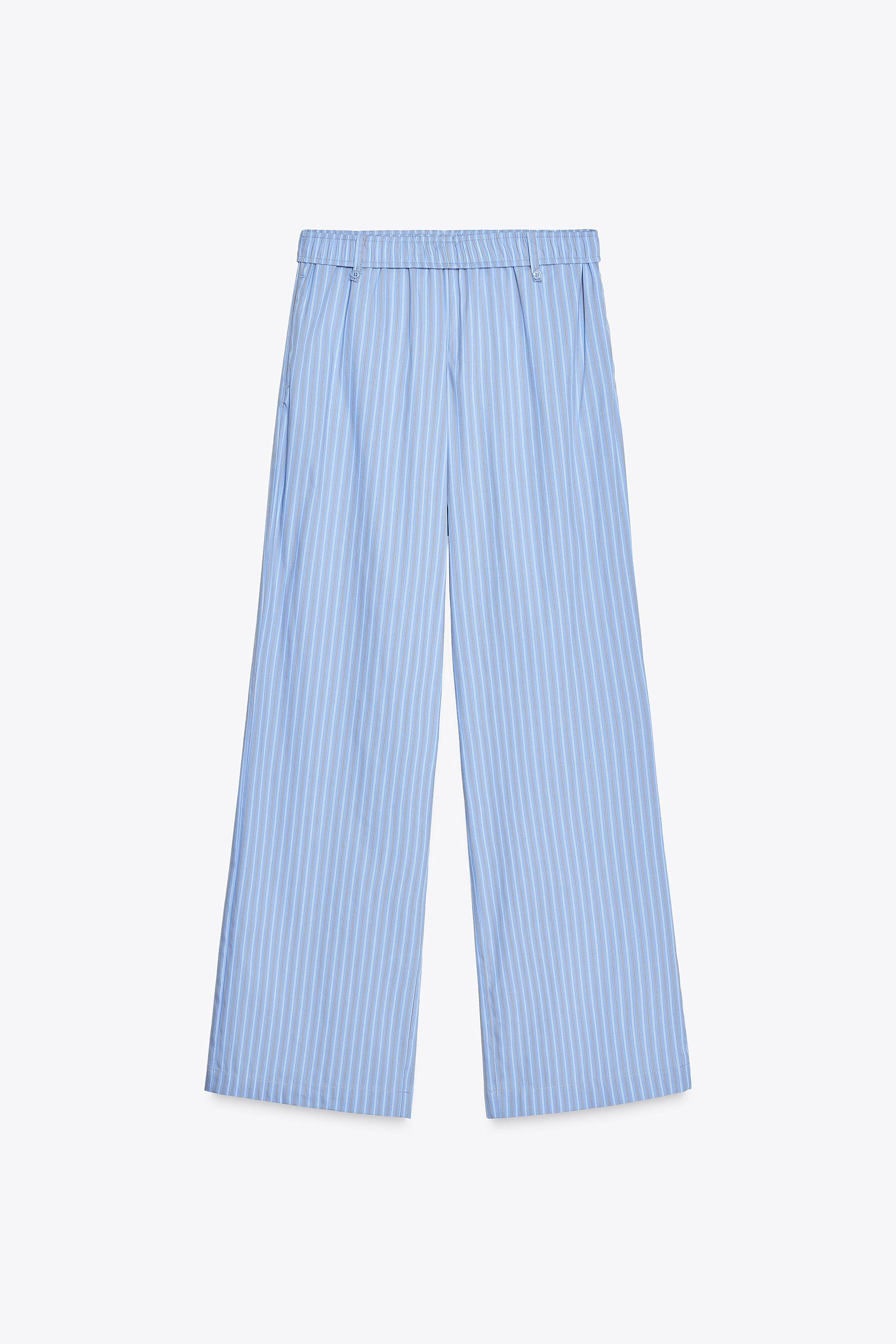 Mid-rise pants. Elastic waistband with turn-up and belt loops. Side seam pockets and faux back we... | Zara US