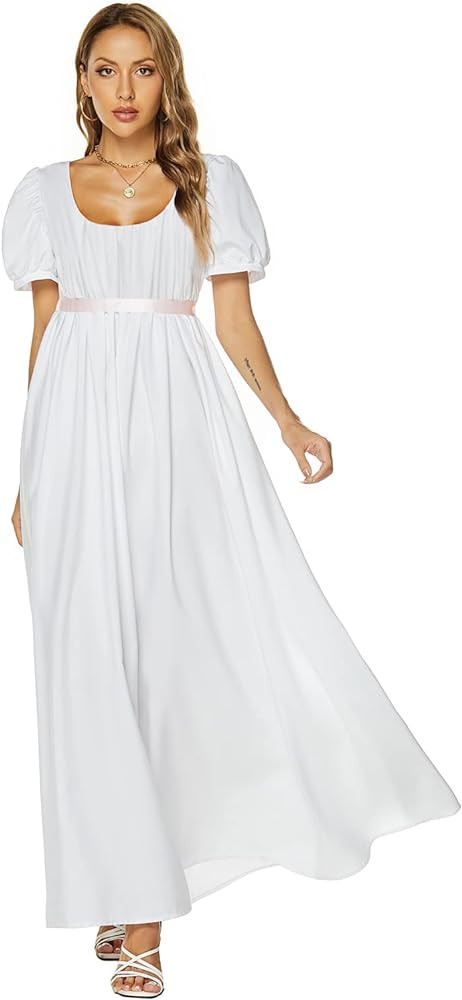 Abaowedding Regency Dresses for Women Victorian Tea Gown Dress with Satin Sash Vintage Ball Gown ... | Amazon (US)