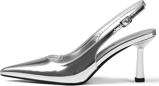 Slingback Heels for Women Closed Pointed Toe Kitten Stiletto Heels with Buckle Comfortable Womens... | Amazon (US)