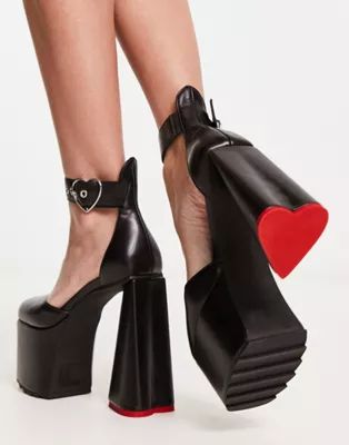 Lamoda Rodeo platform heeled shoes with heart buckle in black | ASOS (Global)