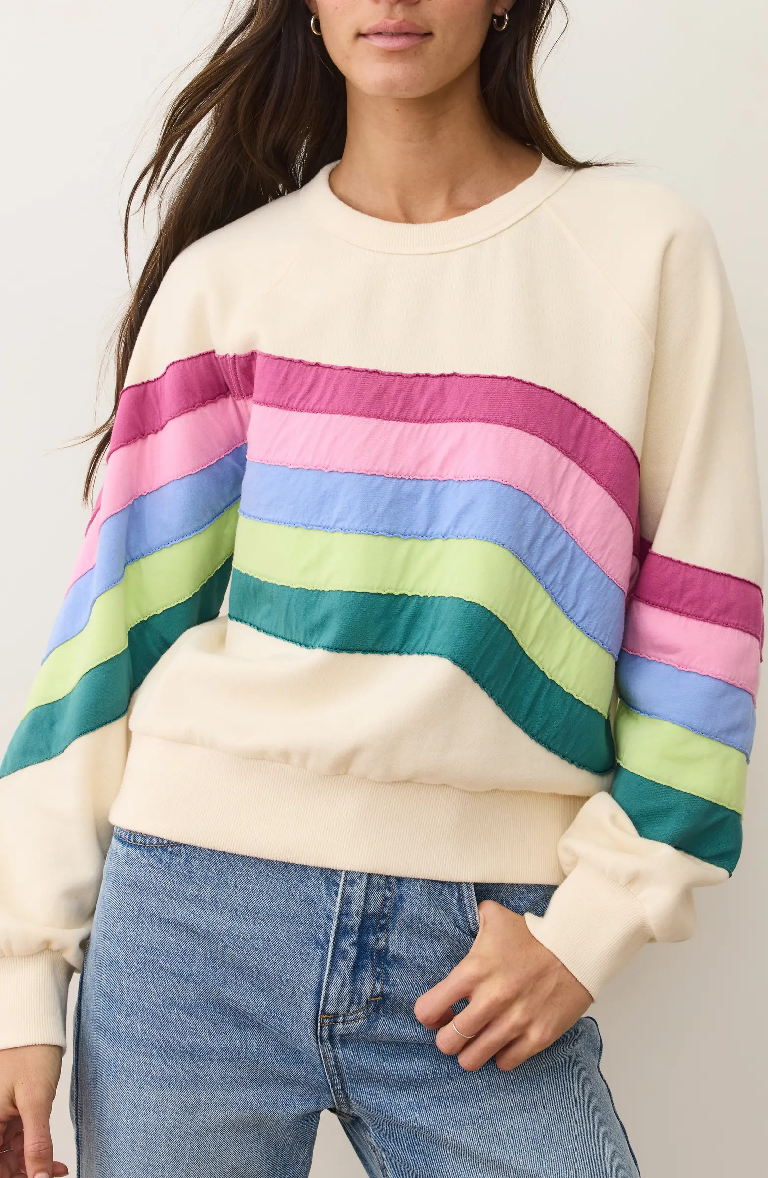Stripe Appliqué Cloud 9 Fleece Sweatshirt | Nordstrom