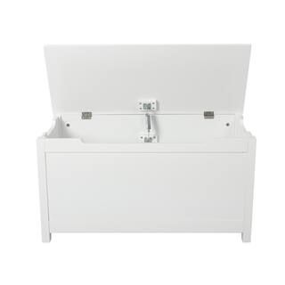 YOFE White Wooden Storage Organizing Kids Toy Box/Bench/Chest with Safety Hinged Lid for Ages 3+ ... | The Home Depot