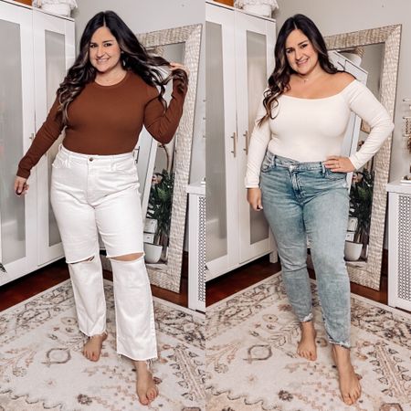 Restock of the best bodysuits!!! Love my nuuds off the shoulder bodysuit so much! Wearing an L in both. Plus some of my fave curvy denim! 

#LTKcurves #LTKunder100