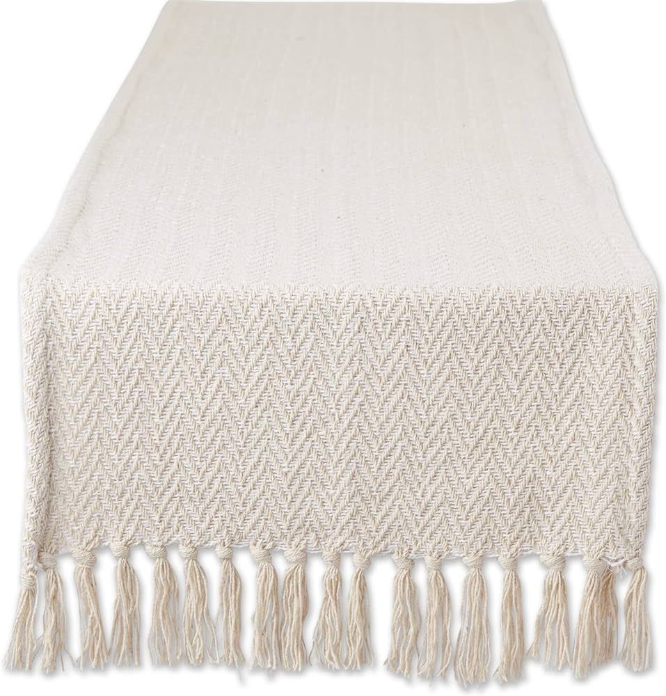 DII Woven Basic Tabletop Collection Chevron Table Runner, 15x108, Off-White | Amazon (US)