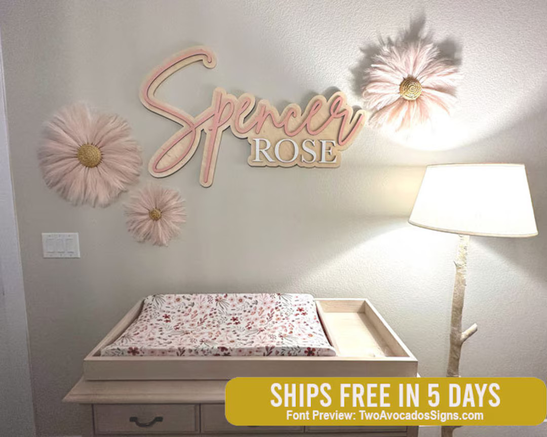 Large Wood Name Sign, Nursery Name Sign, Boho Nursery Sign , Above Crib Cut Out, Layered Baby Nam... | Etsy (US)