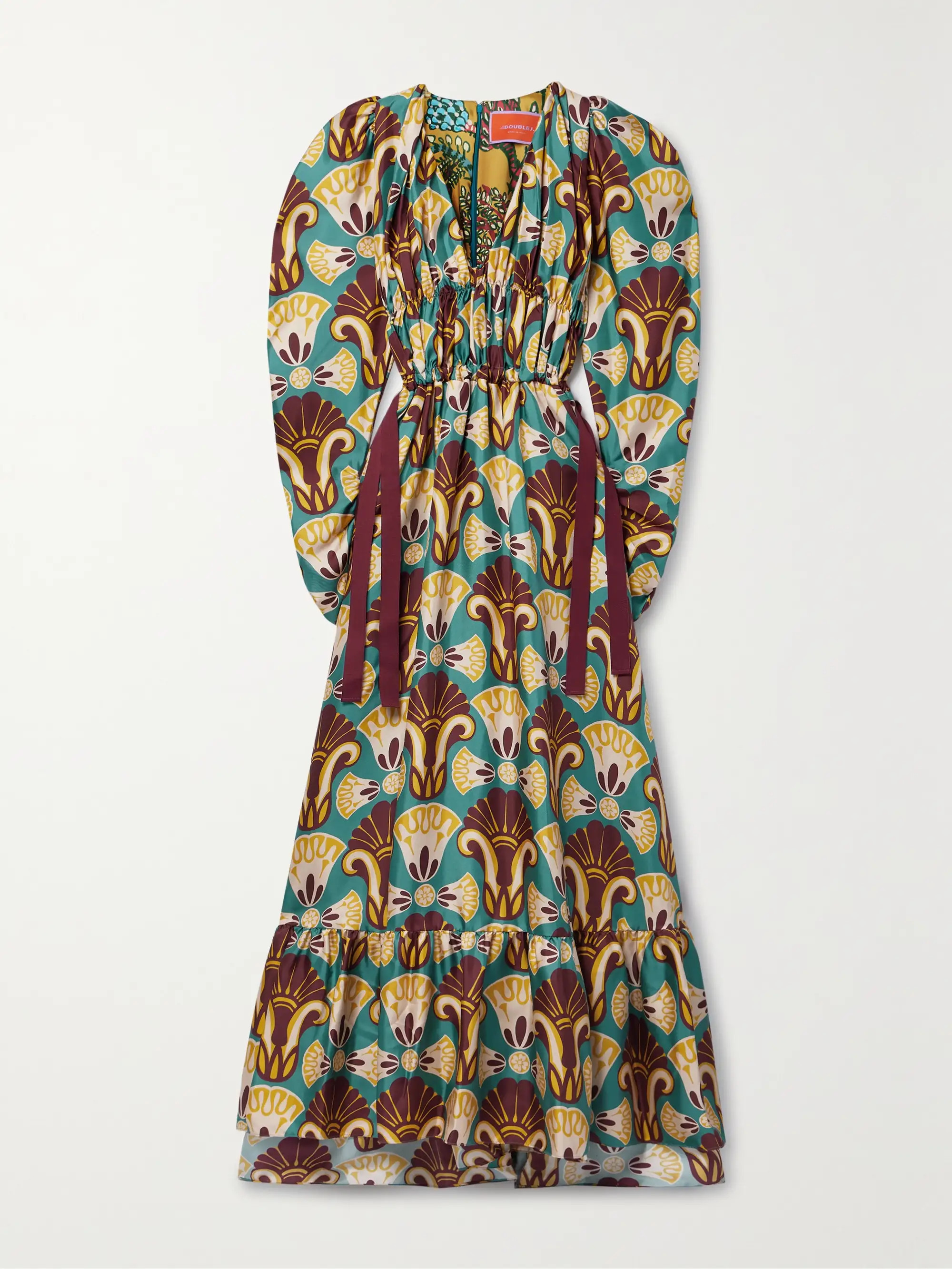 LA DOUBLEJ Biennale gathered printed silk-twill maxi dress | NET-A-PORTER | NET-A-PORTER (US)