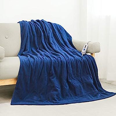 Electric Blanket Heated Throw 50" x 60" Lightweight Cozy Soft Fleece, 4 Temperature Settings Fast... | Amazon (US)