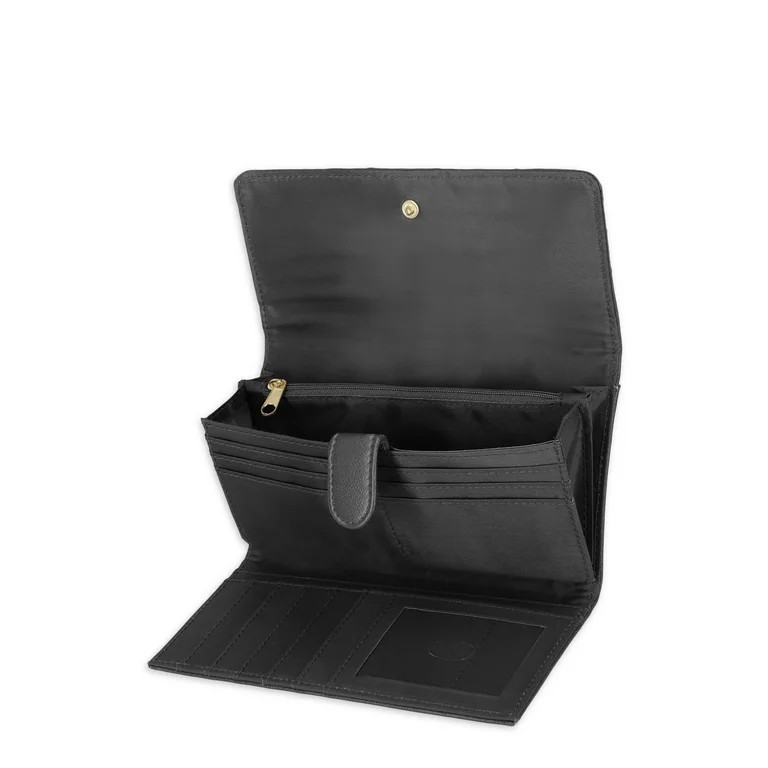 Time and Tru Women's Piper Clutch Recycled Materials Solid Black | Walmart (US)