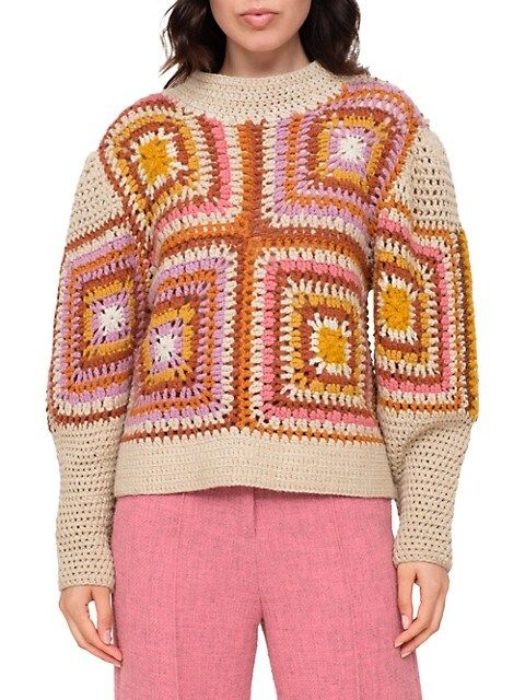 Farrah Wool Crochet Cropped Knit Sweater | Saks Fifth Avenue