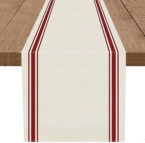 Christmas Table Runner Simple Stripe Merry Christmas Long Runners for Winter Xmas Home Kitchen Di... | Amazon (US)