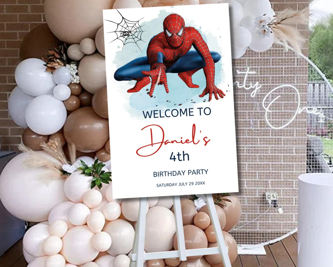 Spiderman Birthday Welcome Sign: Editable Party Poster (Digital Download) | Etsy (US)