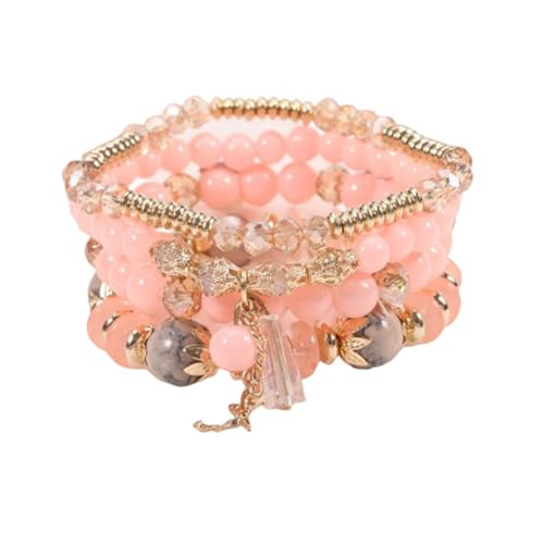 Caiyao 4Pcs Bohemia Multilayer Stackable Beaded Bracelets Set Colorful Crystal Stone Gold Beaded ... | Amazon (US)