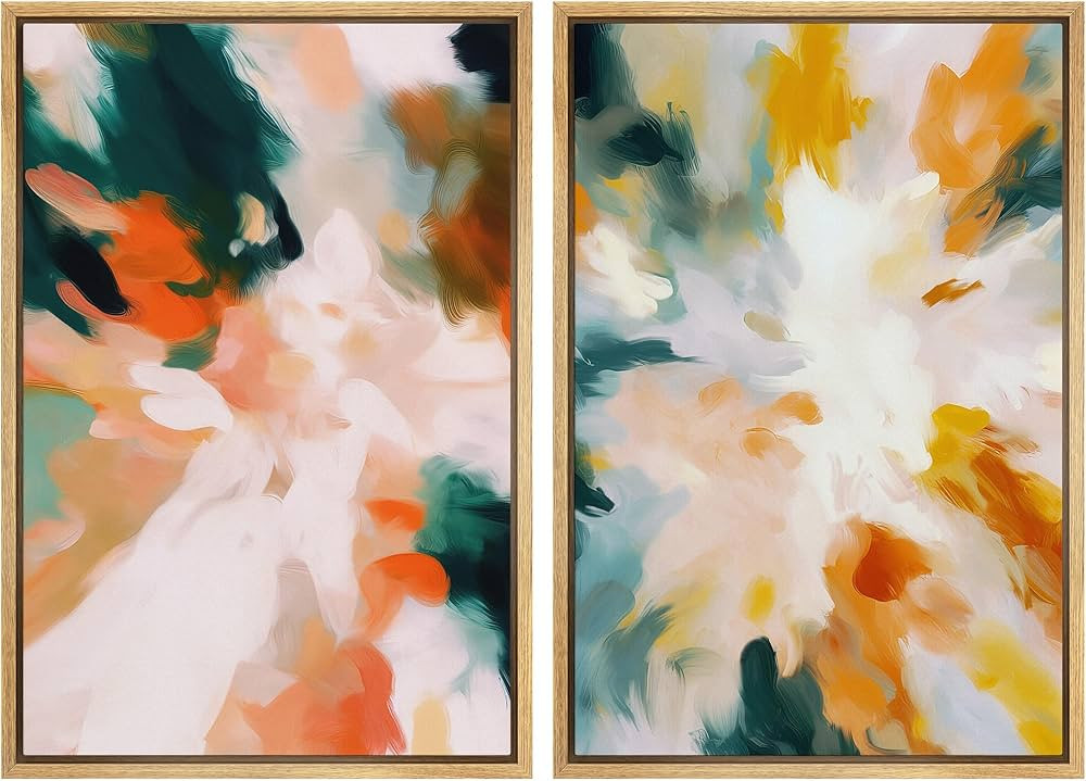 SIGNLEADER Framed Canvas Print Wall Art Set Vibrant Abstract Shapes Digital Art Modern Art Decora... | Amazon (US)