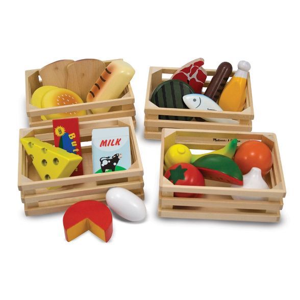 Melissa & Doug Food Groups - 21 Hand-Painted Woodenpc and 4 Crates | Target