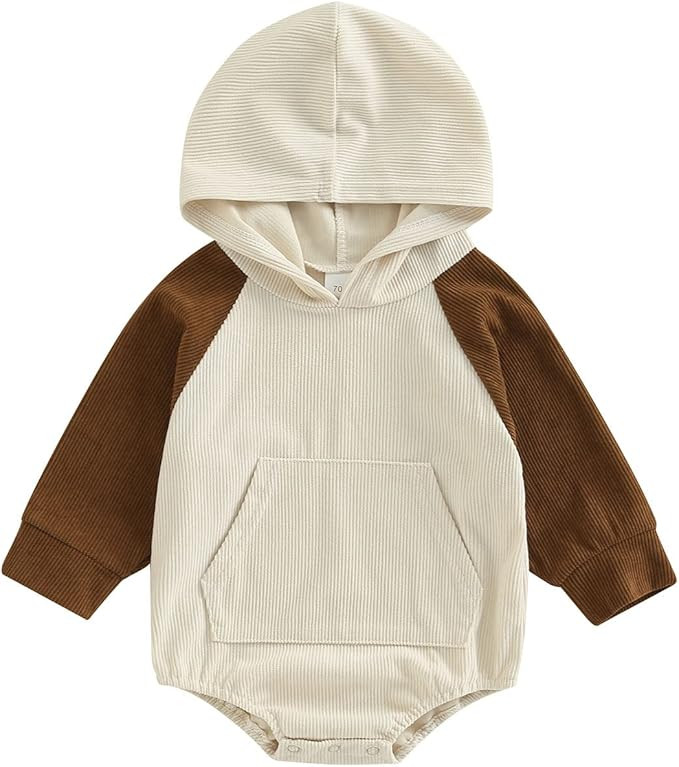 xiqaalombvt Infant Baby Boy Girl Fall Clothes Hoodie Pullover Sweatshirt Romper Color Block Long ... | Amazon (US)