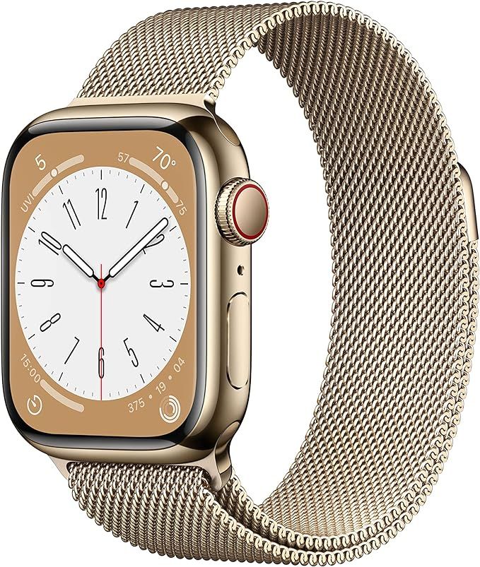 Apple Watch Series 8 [GPS + Cellular 41mm] Smart Watch w/Gold Stainless Steel Case with Gold Mila... | Amazon (US)