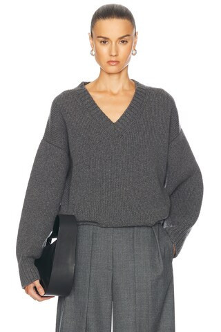 Rohe Compact Knit V Neck Sweater in Grey | FWRD 