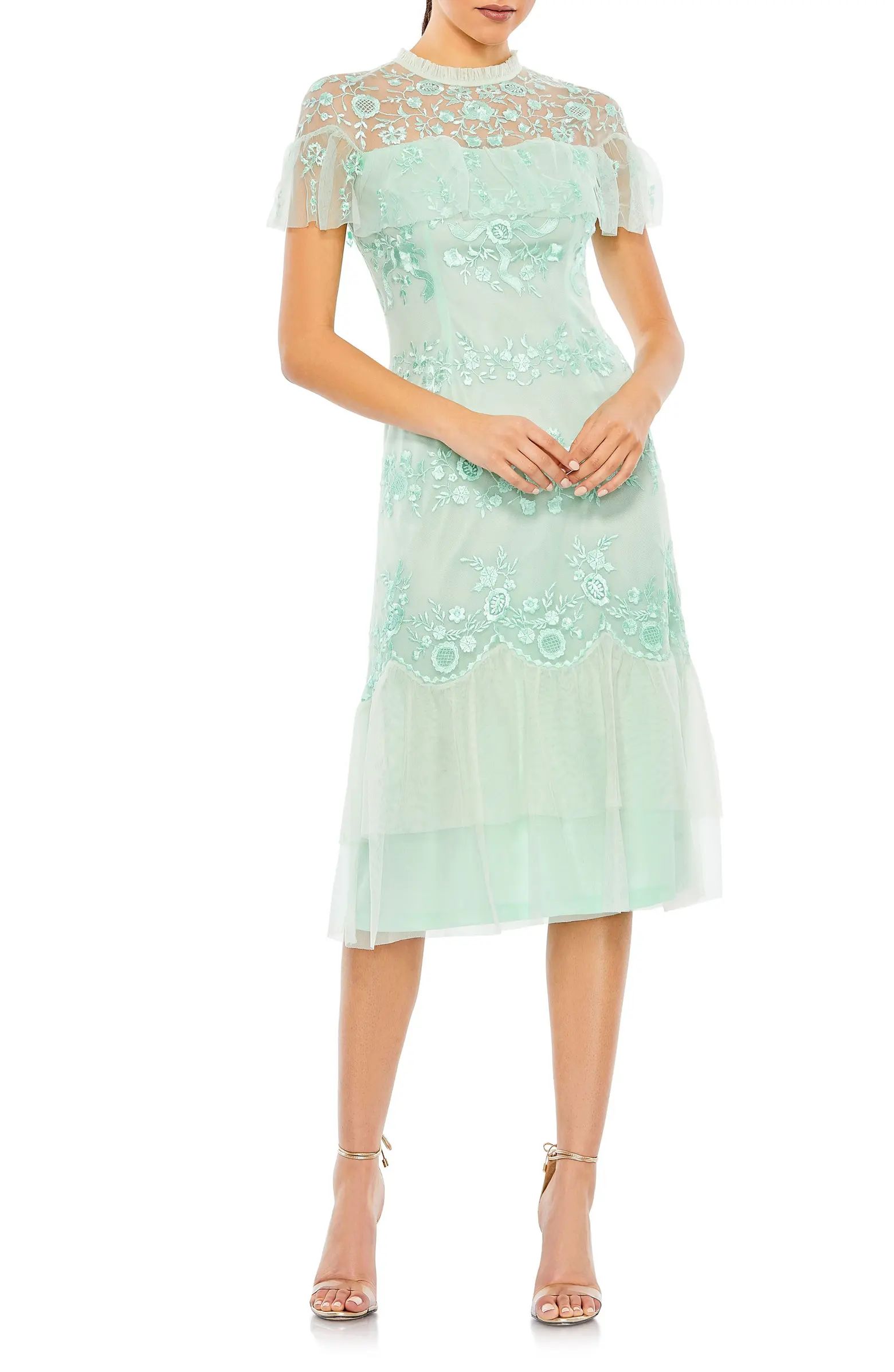 Embroidered Midi A-Line Cocktail Dress | Nordstrom