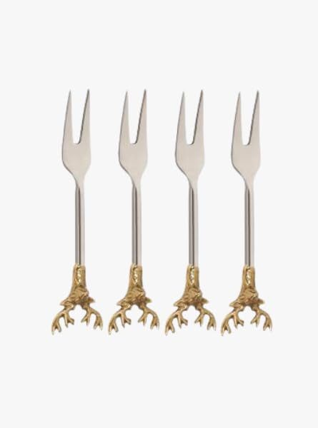 Mixed Metal Reindeer Forks Set of 4, 5 Inch Stainless Steel Appetizer and Cocktail Forks with Gol... | Amazon (US)