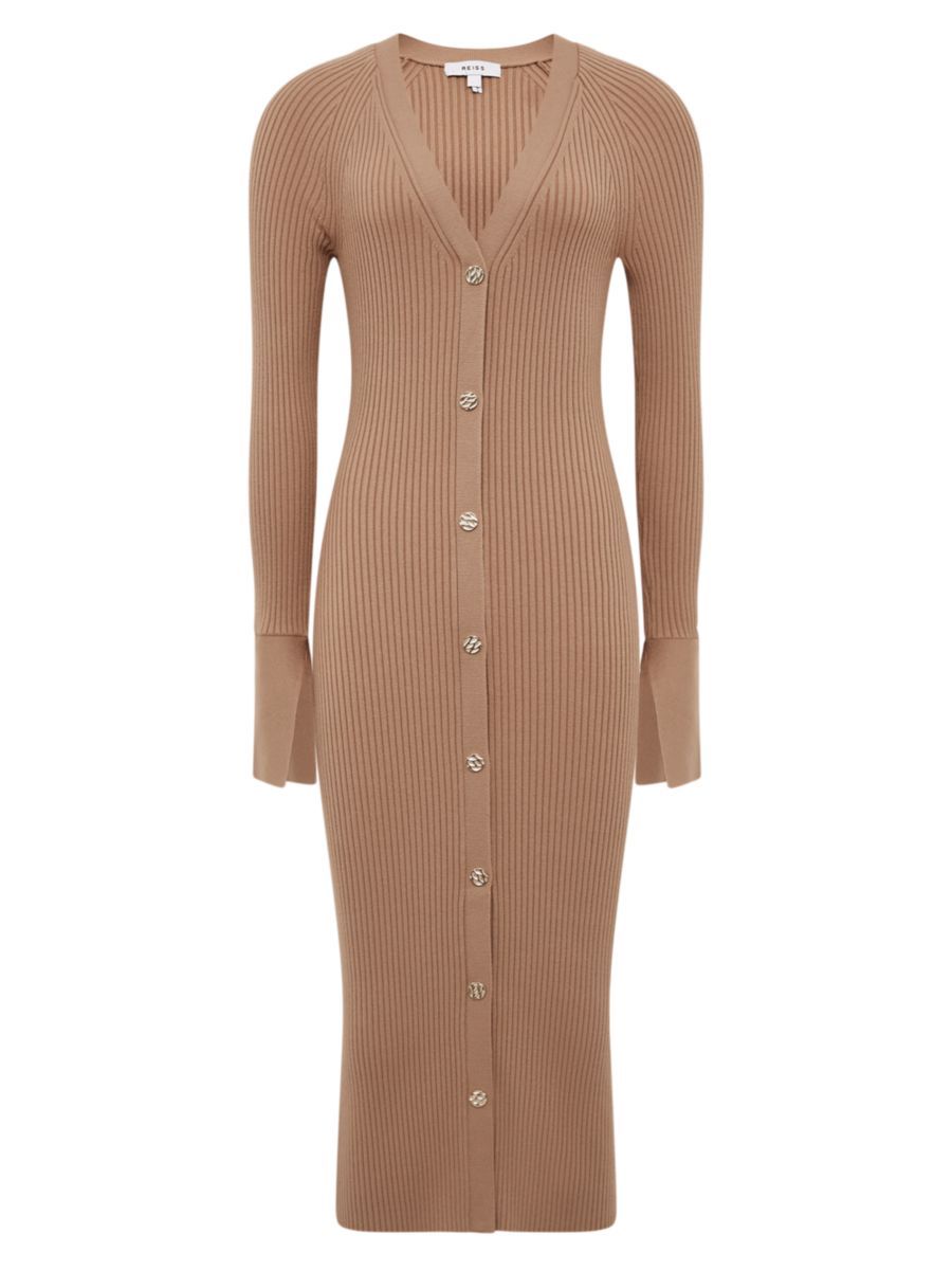 Reiss Avery V-Neck Buttoned Midi-Dress | Saks Fifth Avenue