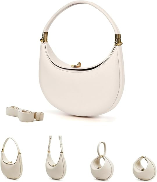 Lushandy PU Leather Crescent Bag and Women's Luna 4-in-1 Shoulder Bag, Half Moon Bag, Hobo Clutch | Amazon (US)
