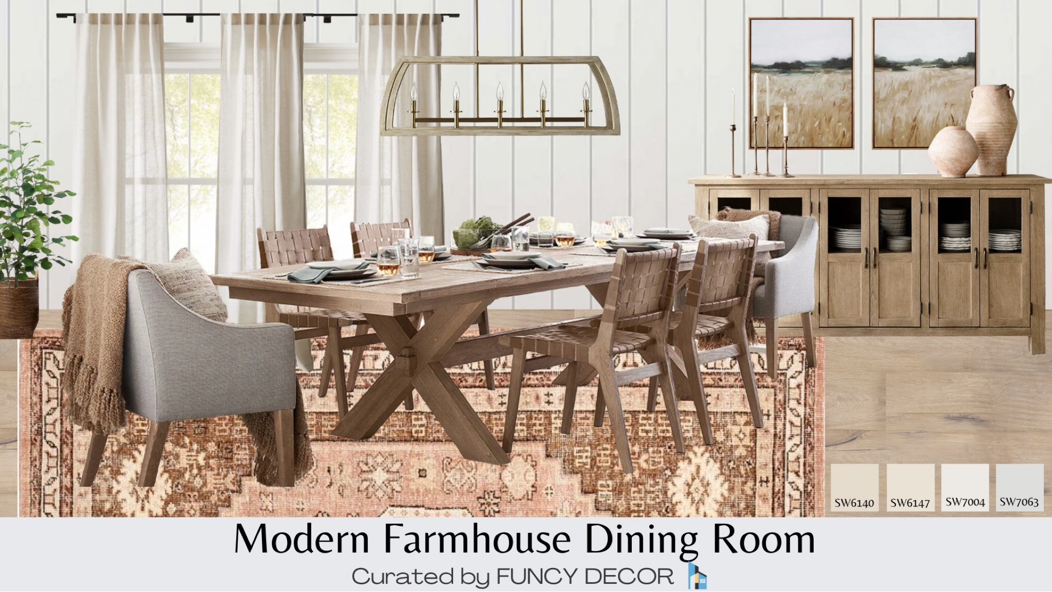 Gather round the table in this inviting modern farmhouse dining room with pieces from Pottery Barn, Frontgate and West Elm  

#LTKstyletip #LTKFind #LTKhome
